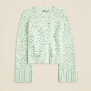 J. Crew Wide-sleeve Pointelle Crew-neck Sweater in Merino Wool